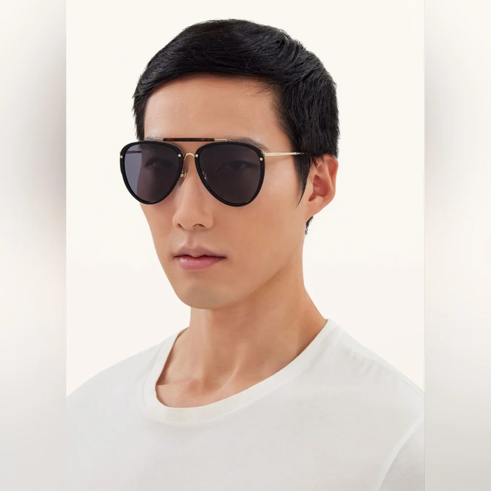 New - 💯 Original Gucci GG0672S Unisex Aviator Sunglasses, Black/Grey